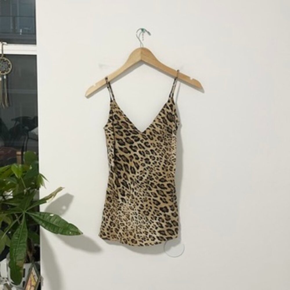 Frame Denim Leopard Print Satin Camisole Tank Top